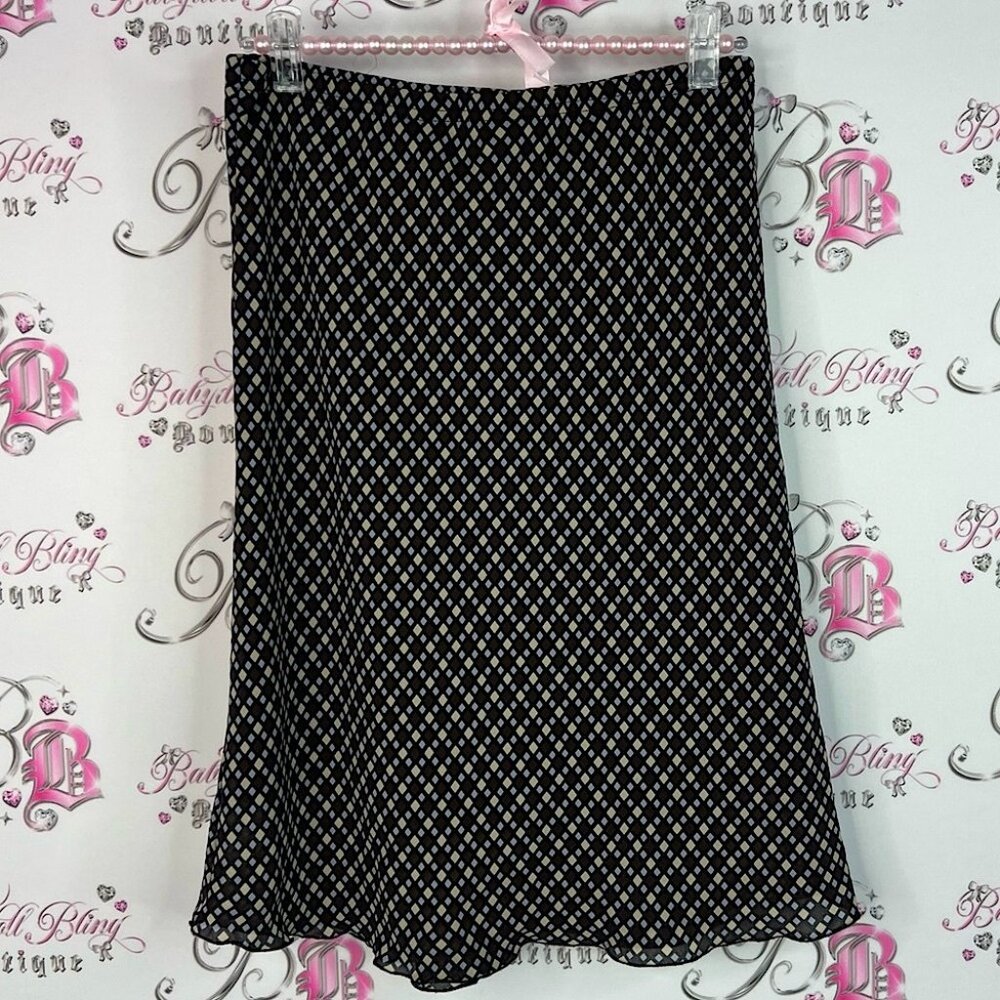 Breechers brook fairweather flowy Elegant Black cream blue Patterned Skirt